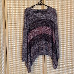 CREAZIONI EFFECI Womens L Sweater Asymmetrical Stripe Boho Streetwear Lagenlook